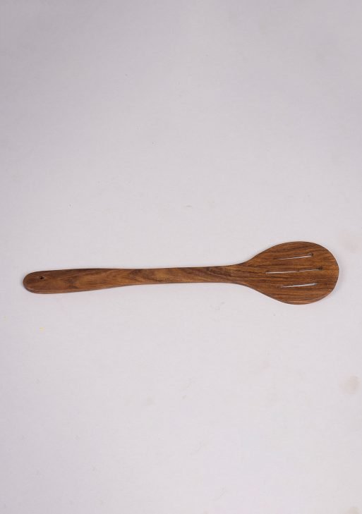 Wooden roasted round ladle