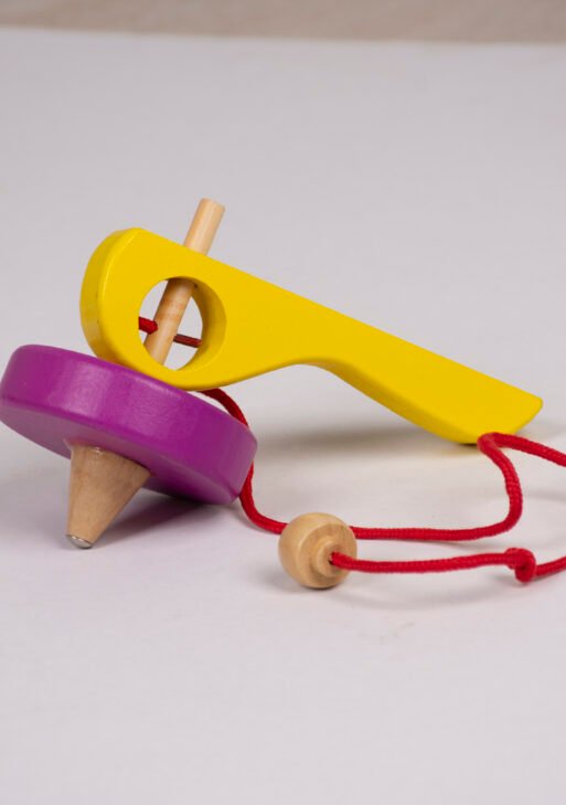 Wooden rope spinning tops