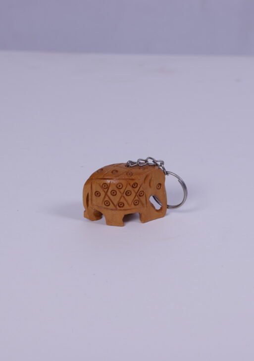 Wooden elephant key chain