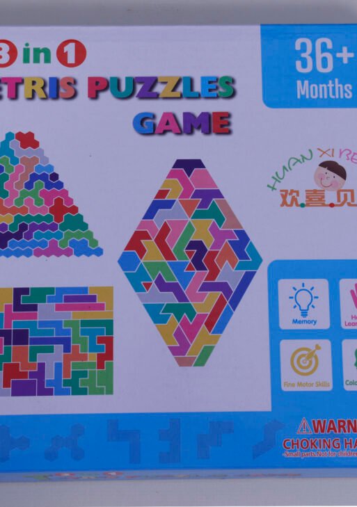 Wooden 3 IN 1Tetris Puzzle Game