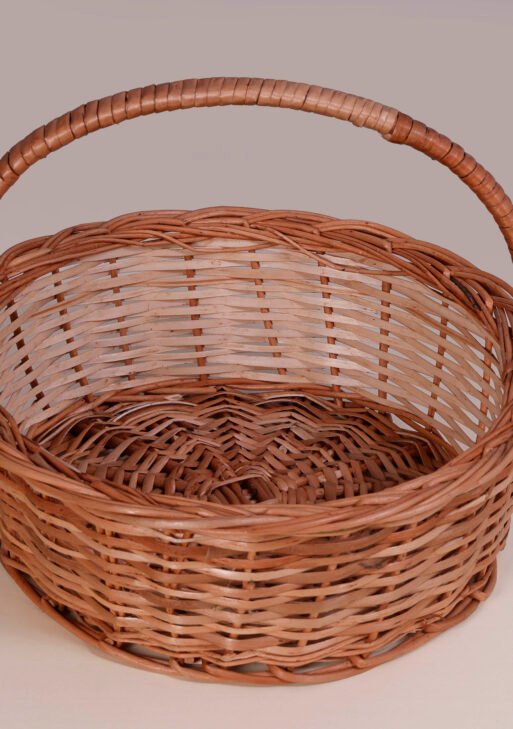Rattan Round Handle Pooja Basket