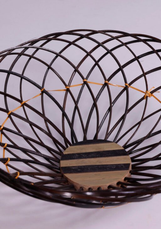 Bamboo Black Round Fruits Basket