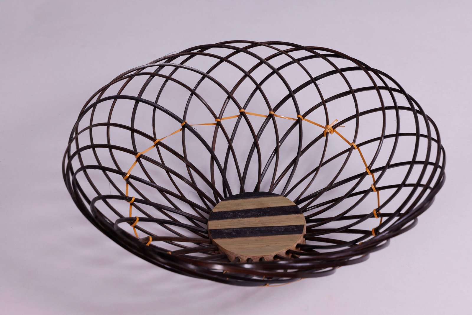 Bamboo Black Round Fruits Basket