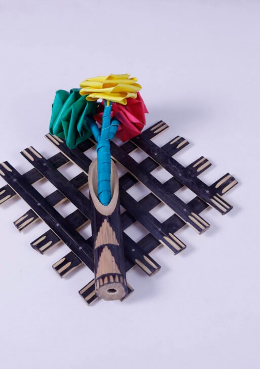 Bamboo Flower Stand With Palm Flowers