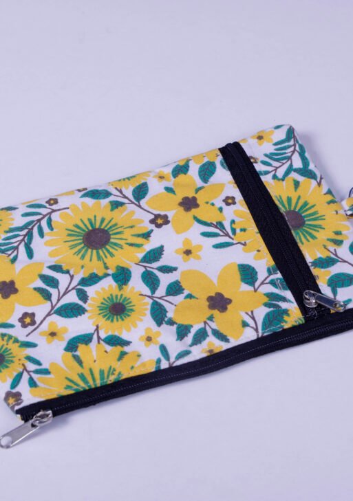 Cotton Mobile Pouch With Two Zip And Metal Hanger