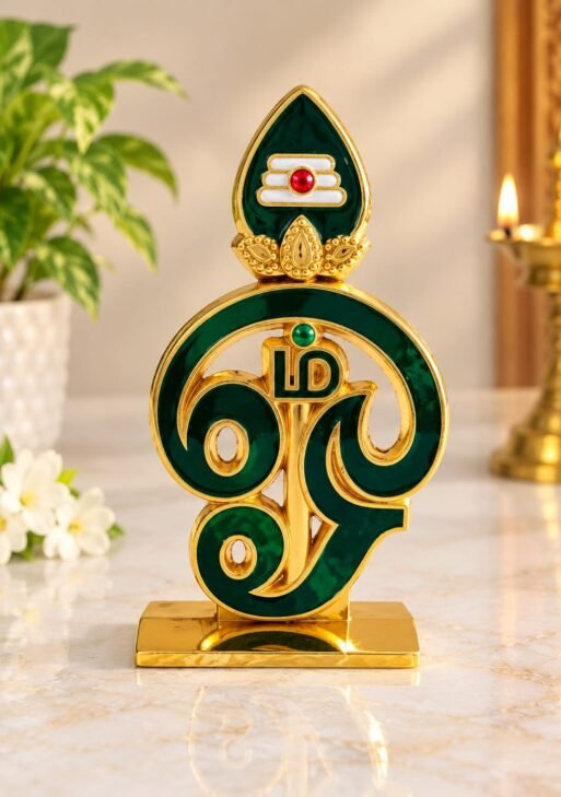 METAL GREEN ENAMAL OHM WITH VEL STATUE