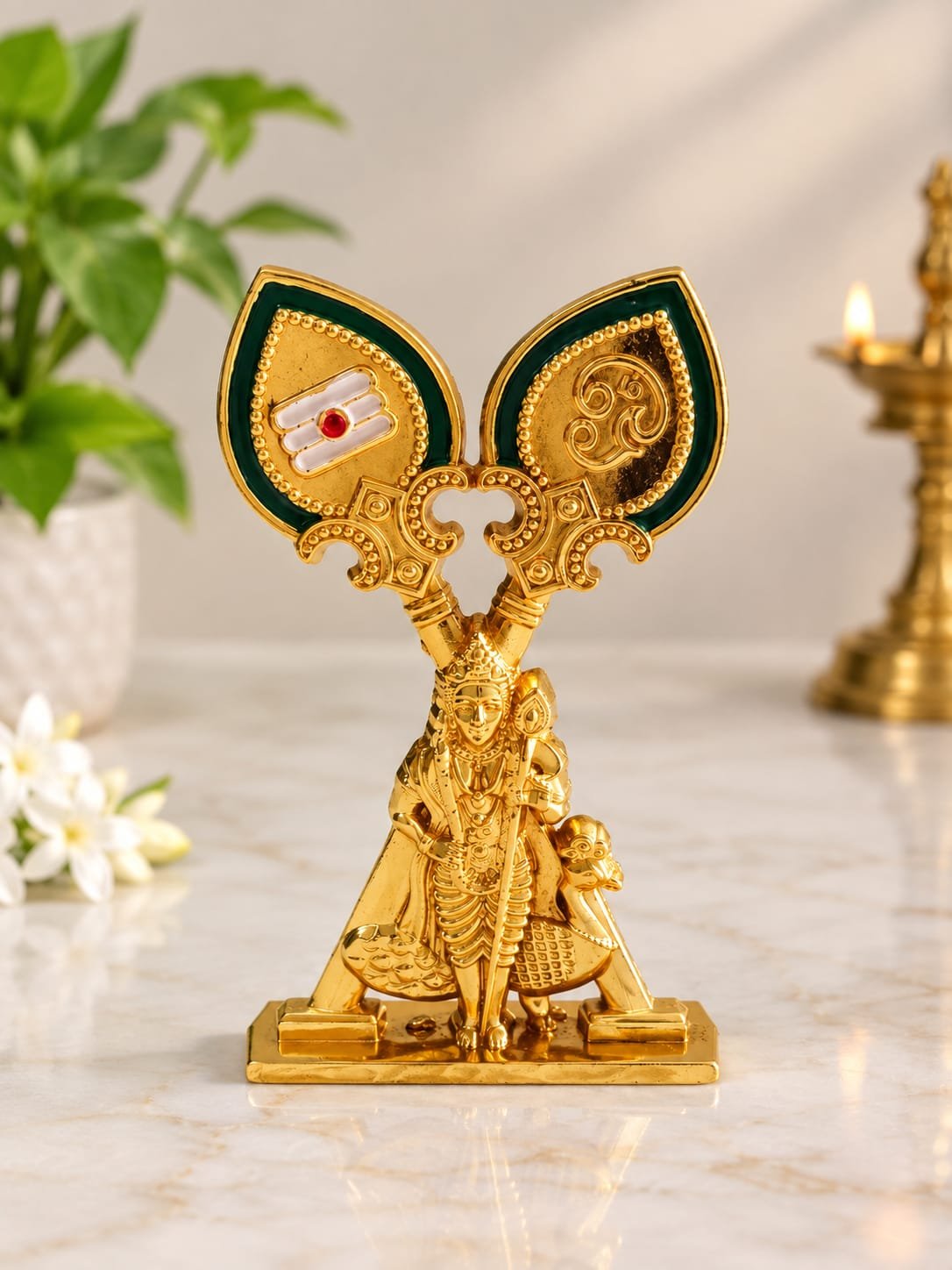 METAL MURUGAN WITH DOUBLE VEL STATUE