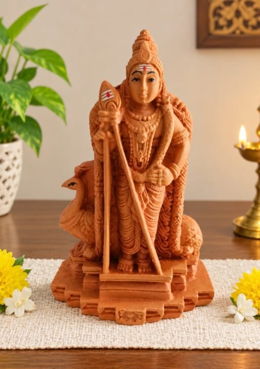 STONE RED SANDAL COLOUR MURUGAN STATUE