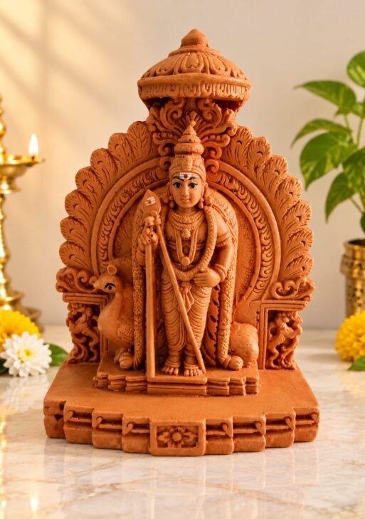 STONE RED SANDAL COLOUR GREEDAM MURUGAN STATUE