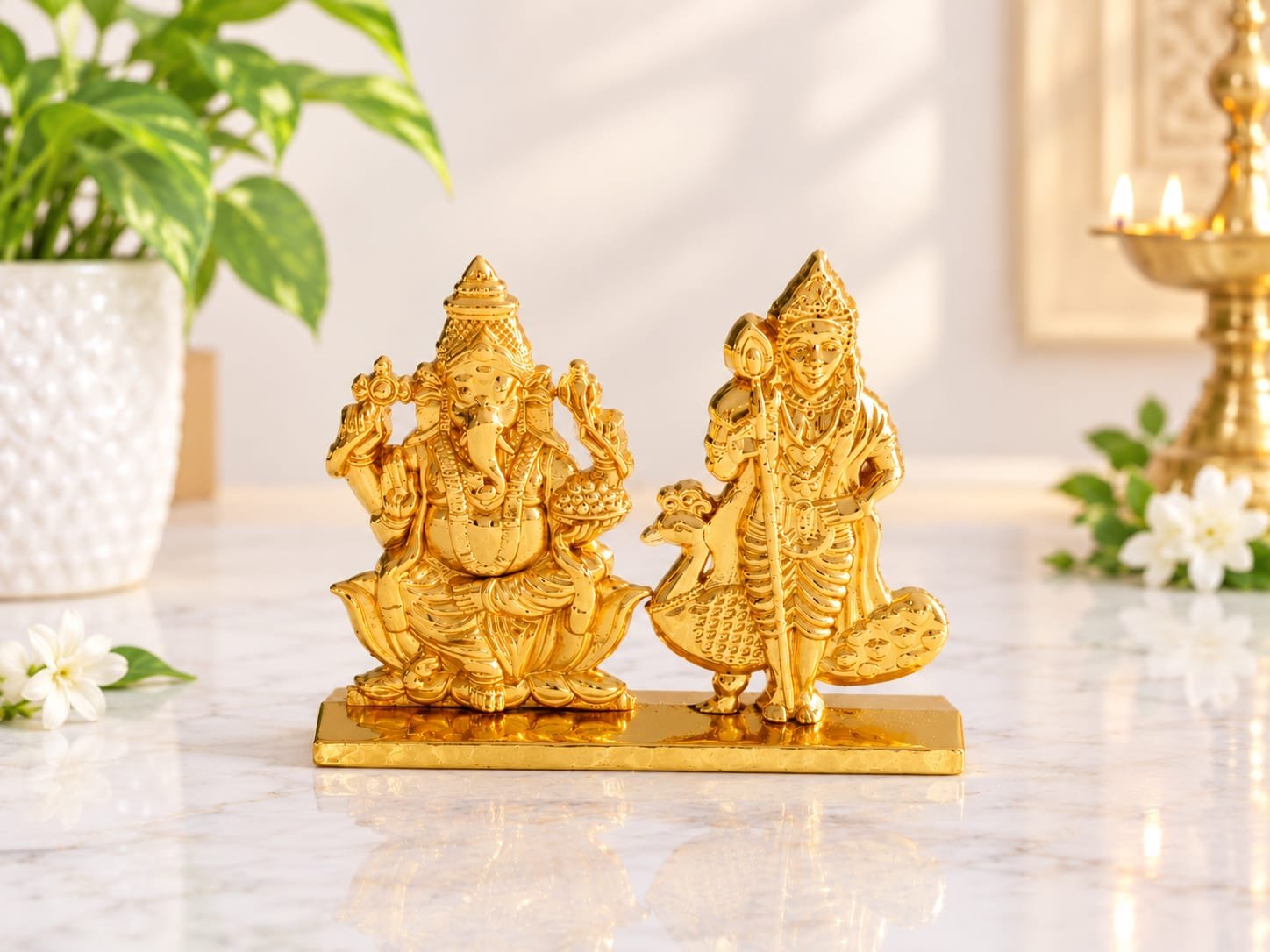 STONE MURUGAN WITH GANESH STATUE