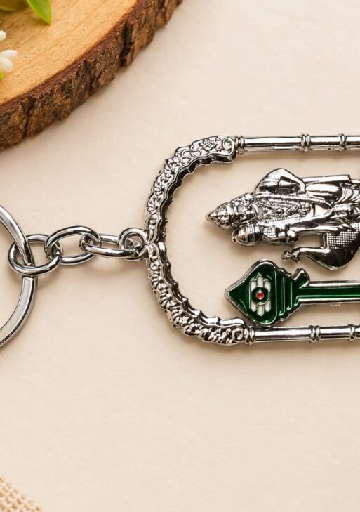 SILVER METAL MURUGAN WITH VEL KEYCHAIN