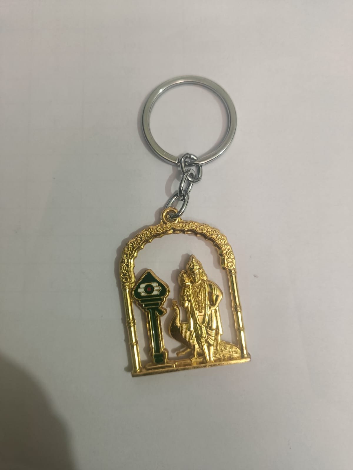 GOLD METAL MURUGAN WITH VEL KEYCHAIN