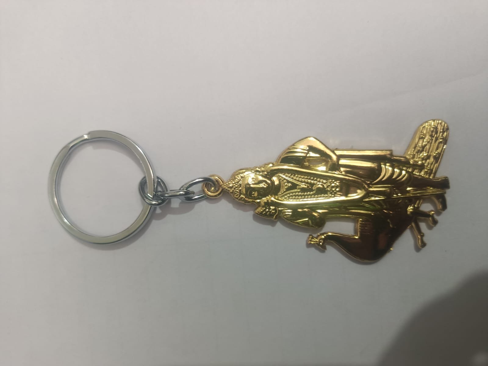 GOLD METAL MURUGAN WITH PEACOCK KEYCHAIN