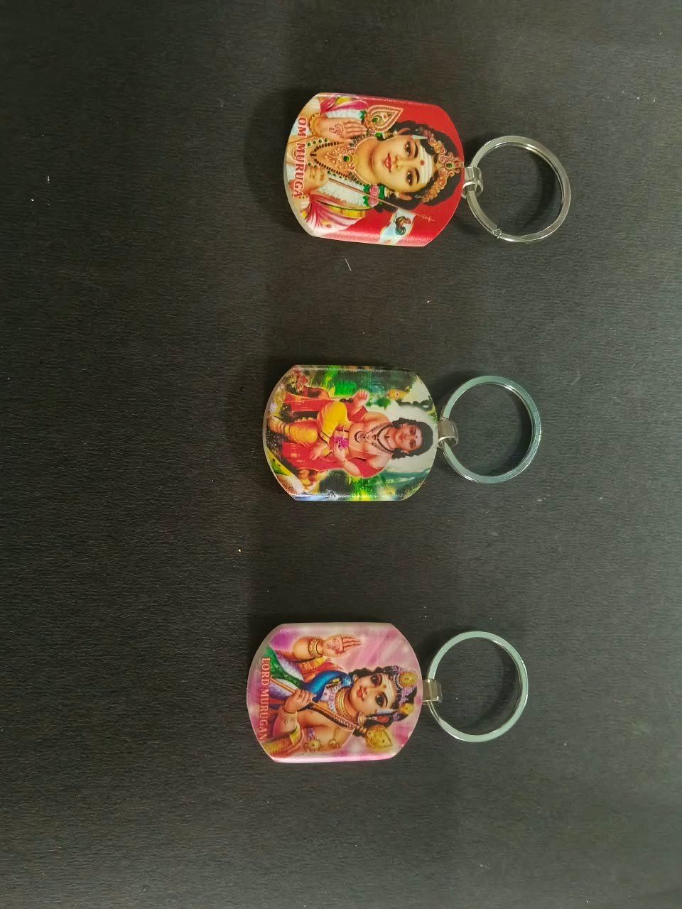 BAMBOO WOODEN MURUGAN COLOUR PHOTO KEYCHAIN