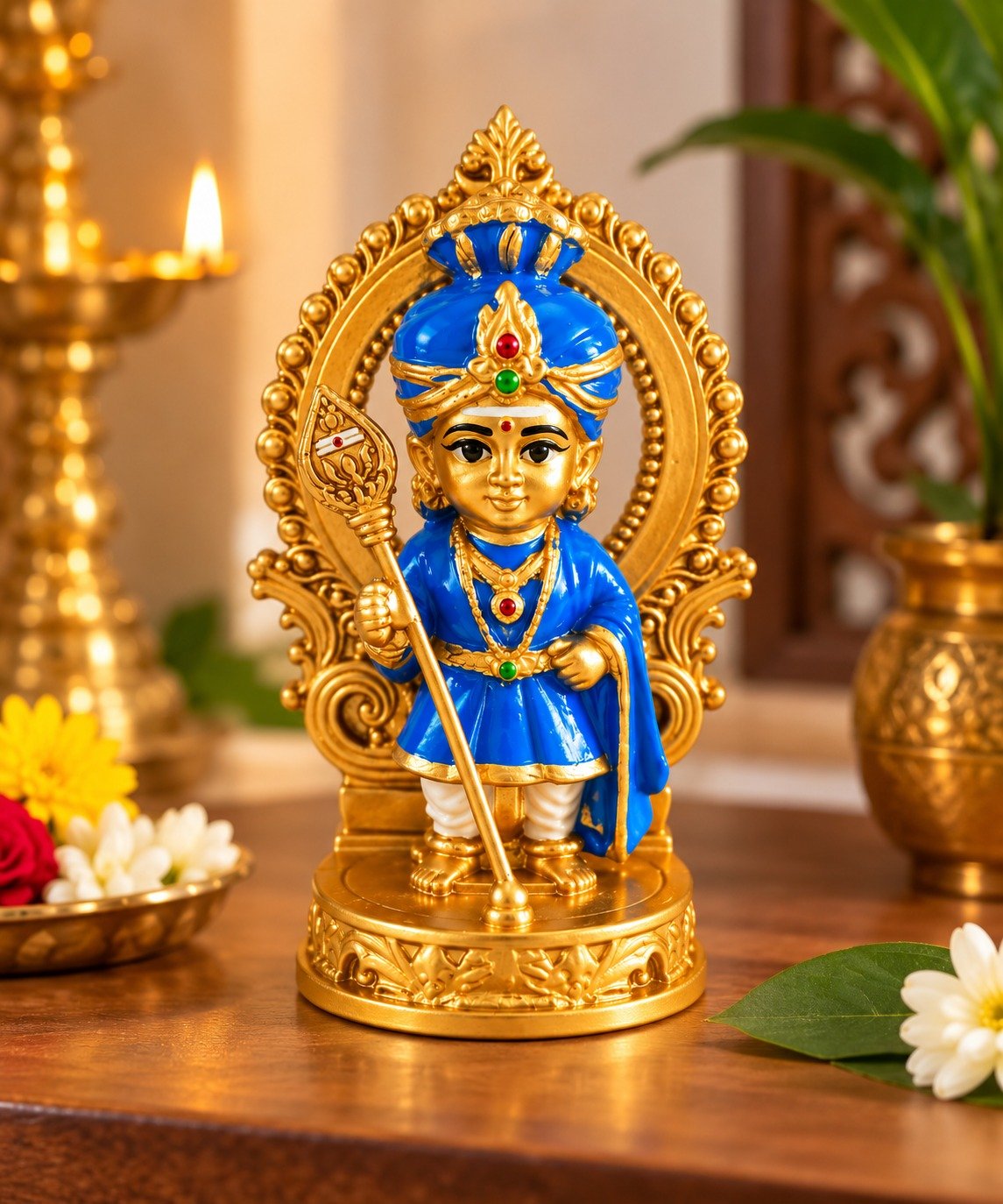 STONE BLUE BABY MURUGAN STATUE