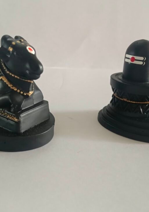 BLACK MARBLE STONE WITH SIVAN NANDHI STATUE