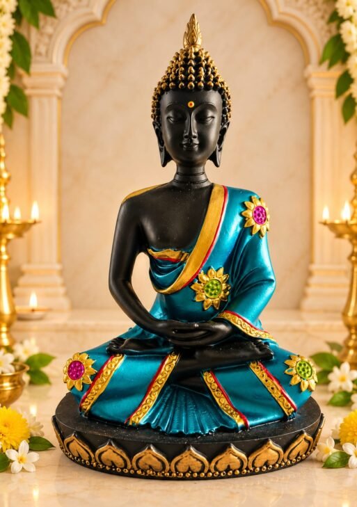 MARBLE STONE BLUE LARGE BUDDHA STATUE